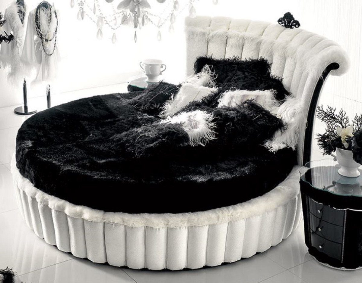 Casa Padrino Rundbett »Rundbett Weiß / Schwarz - Rundes Bett mit Matratze -  Prunkvolle Schlafzimmer & Hotel Möbel - Erstklassische Qualität - Made in  Italy«