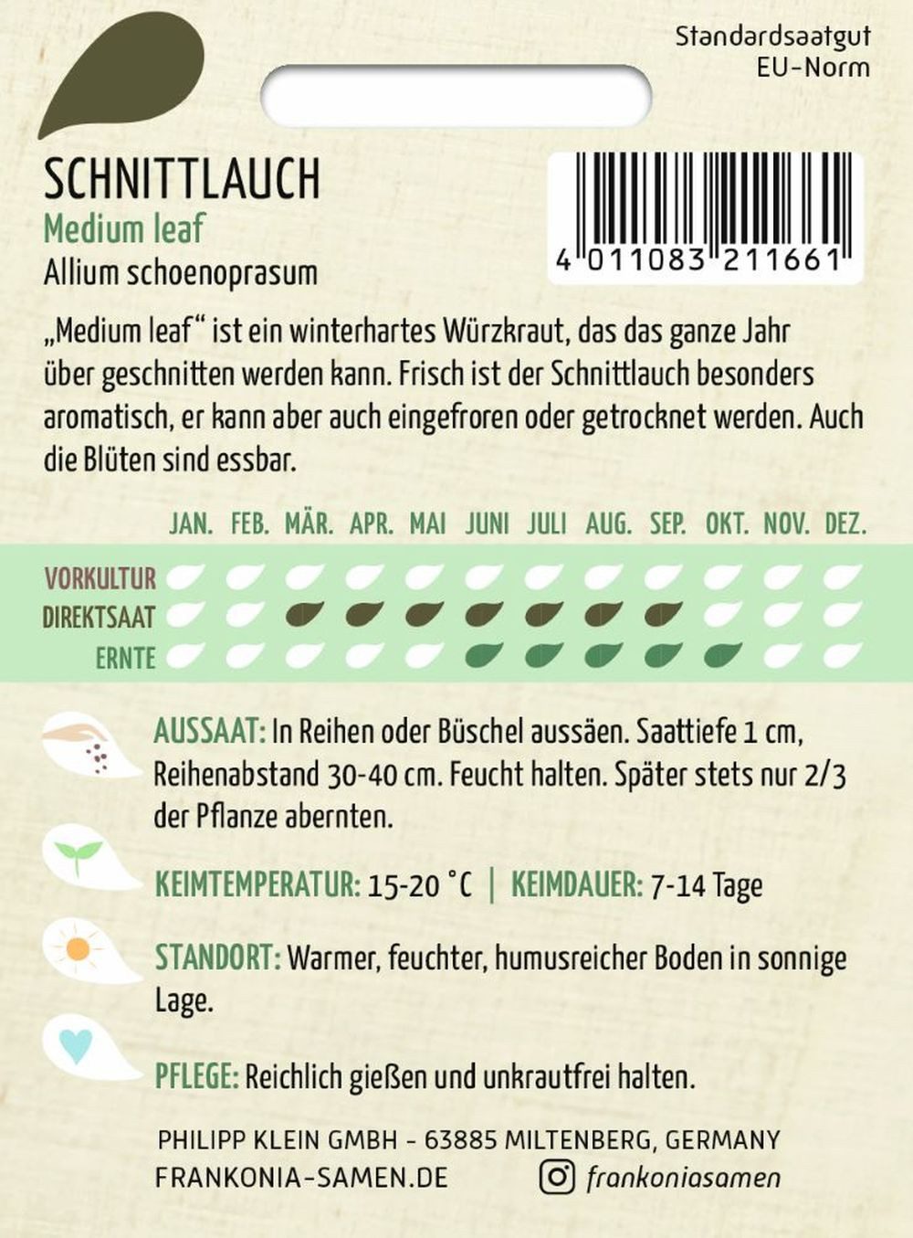 FRANKONIA Kräutersamen Schnittlauch, Medium Leaf - Gewürz Saatgut Schnittla günstig online kaufen