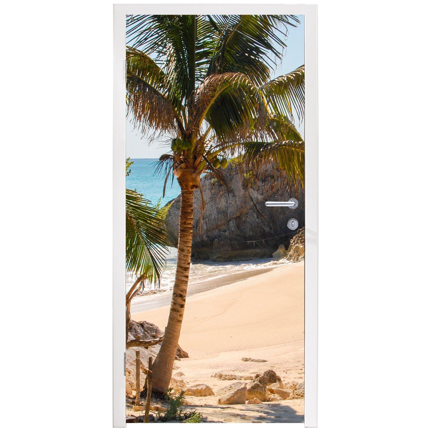 St), Maya Fototapete (1 bedruckt, an Riviera Matt, in der Türtapete cm Mexiko, MuchoWow Türaufkleber, Tulum bei Strand Tür, 75x205 Tropischer für