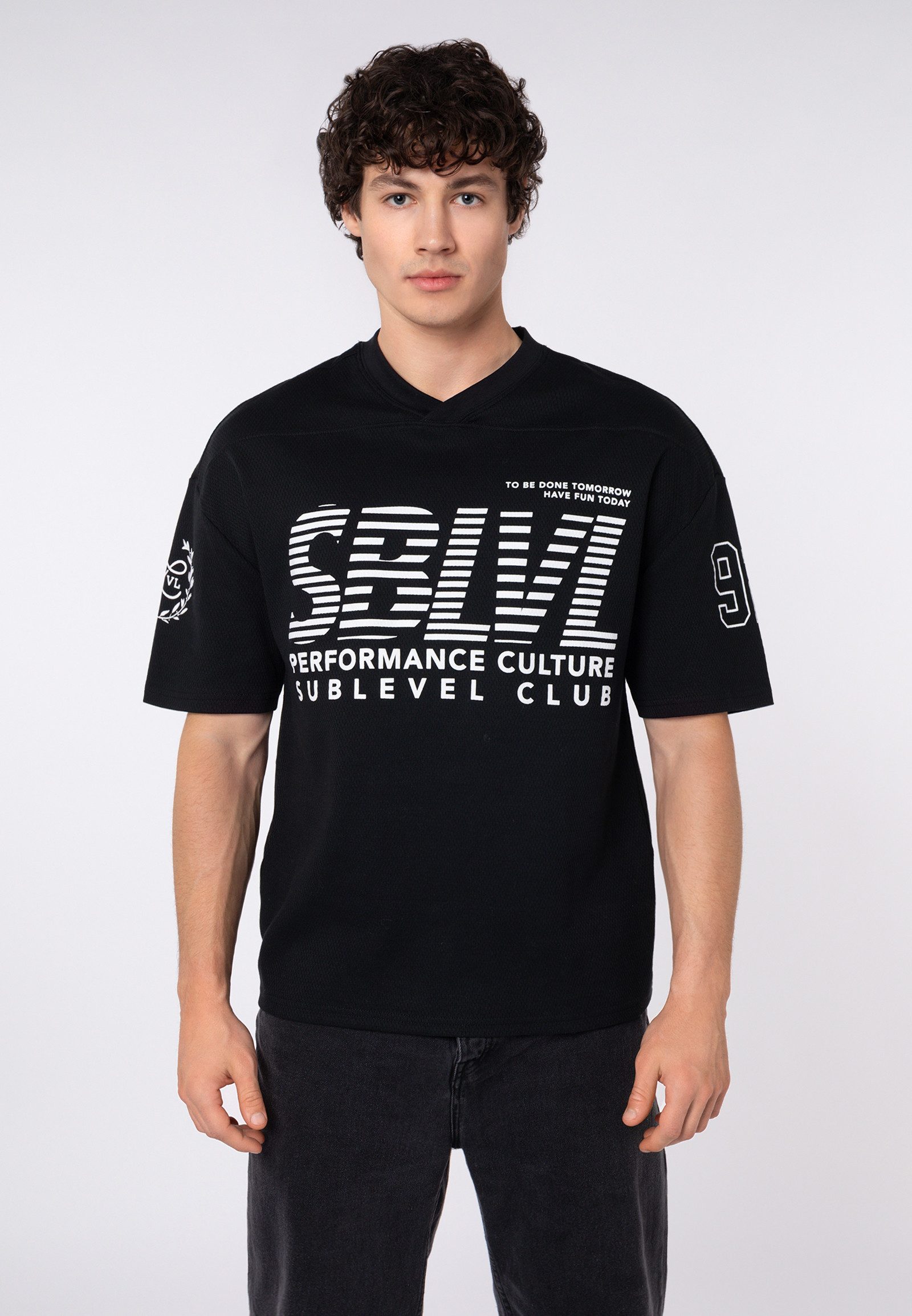 SUBLEVEL T-Shirt Herren Trikot T-Shirt mit Print Interlock T-Shirt aus Baumwolle, verschiedene Prints