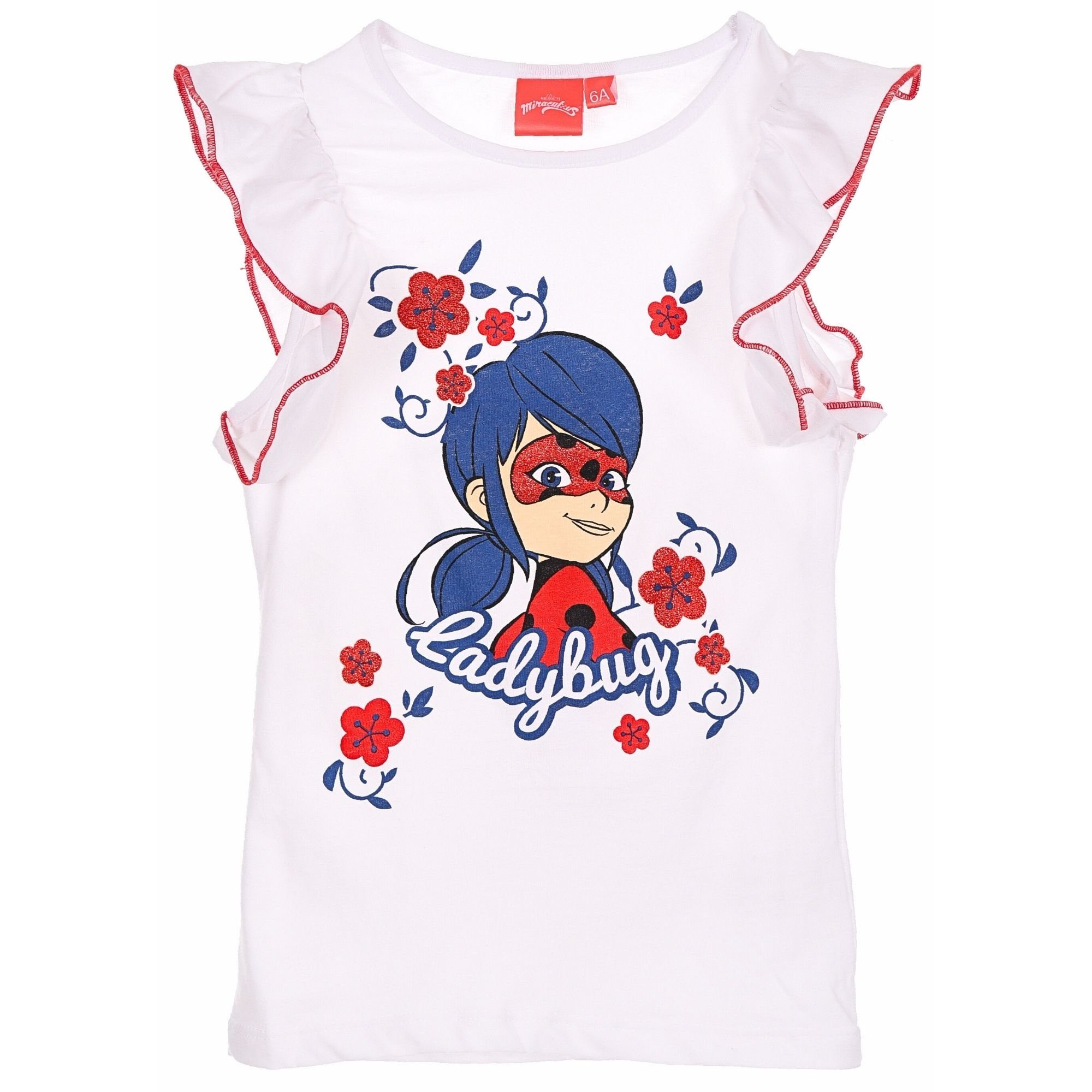 - T-Shirt - Miraculous cm Kurzarmshirt aus Gr. Mädchen Ladybug 128 104 Ladybug Baumwolle