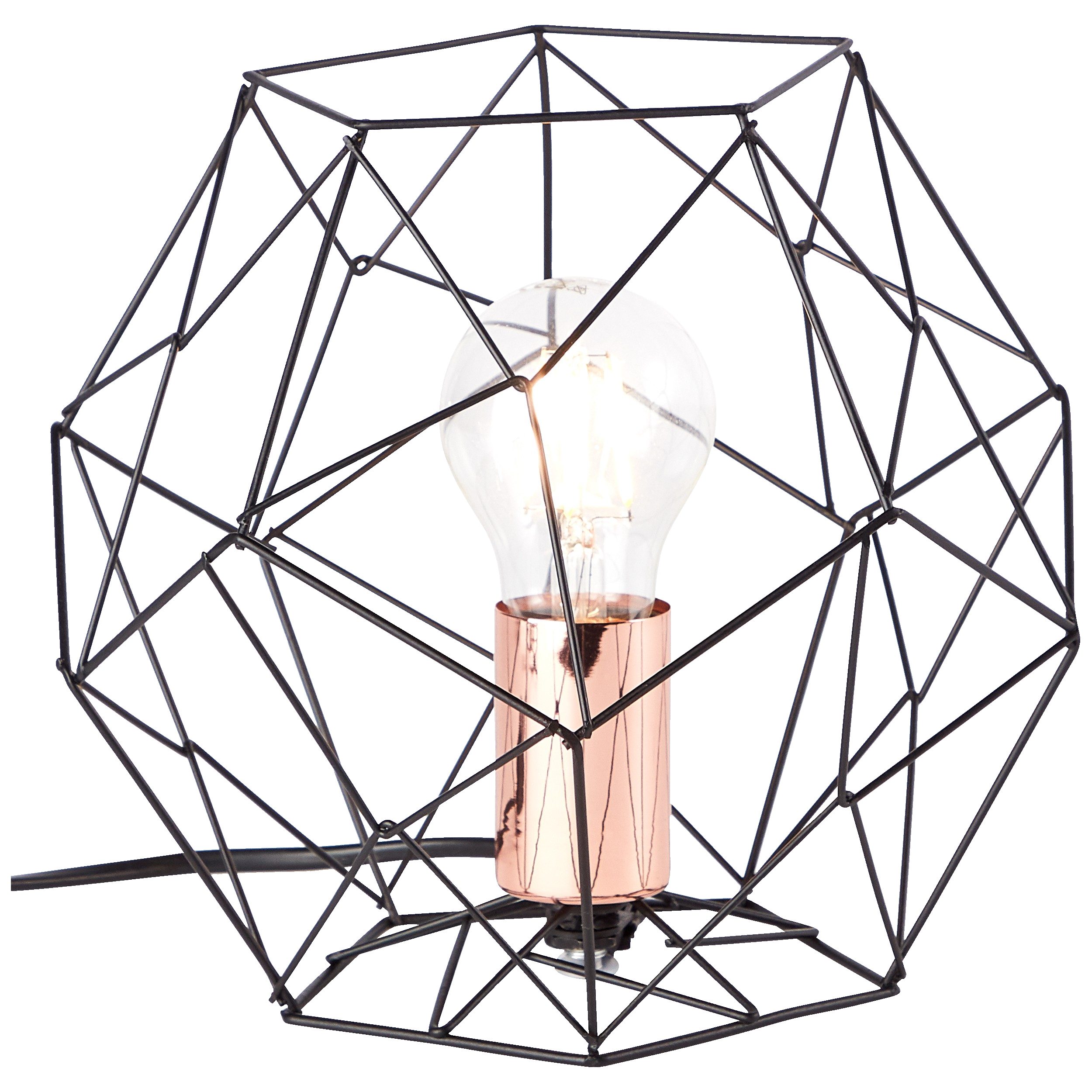 Lightbox Tischleuchte, ohne Leuchtmittel, Tischlampe im Vintage Look, H 185 mm, Ø 220 mm, 1x E27 schwarz/kupfer