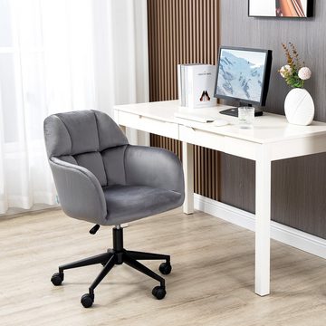 Vinsetto Bürostuhl höhenverstelbar, modernes Design, 58 cm x 58,5 cm x 86 cm (Set, 1 St), Schreibtischstuhl mit Samt-Optik Höhenverstellbarer Bürostuhl Grau