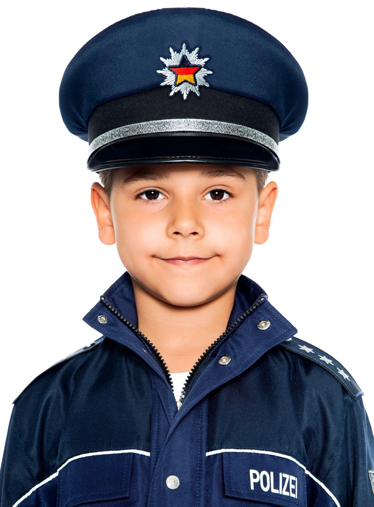 Maskworld Polizei-Kostüm Polizeihut für Kinder blau, Originalgetreue deutsche Polizeimütze von MASKWORLD