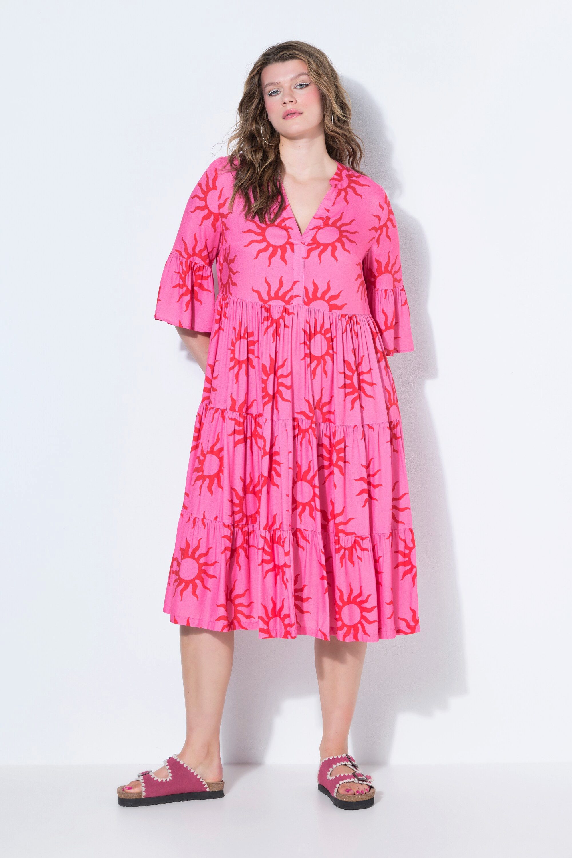 Midikleid Midikleid A-Shape Sun-Print Volants
