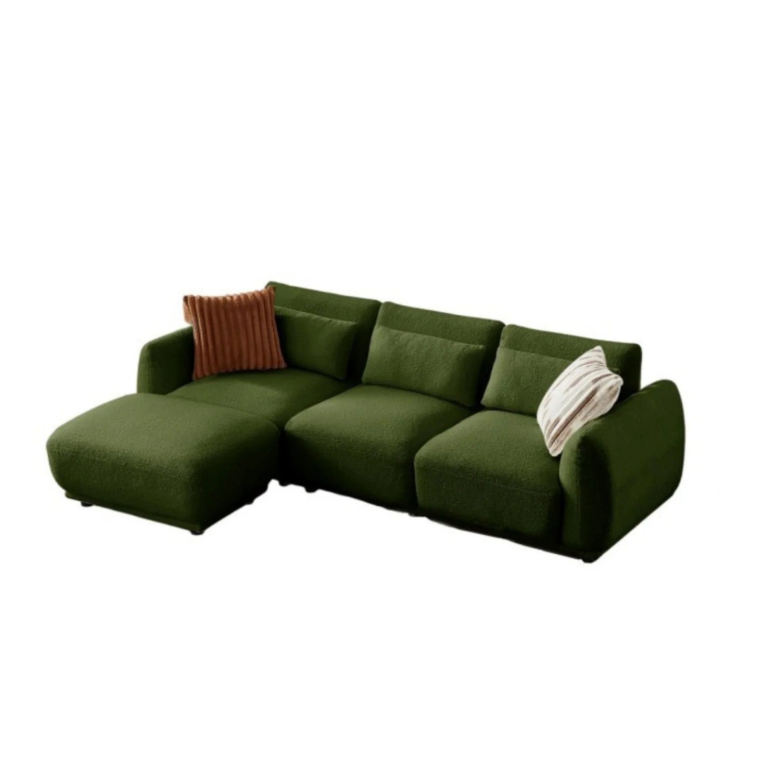 YHL Voyura Ecksofa Ecksofa Teddy Stoff Gepolsterte Rückenlehne – Schaumstoffkissen