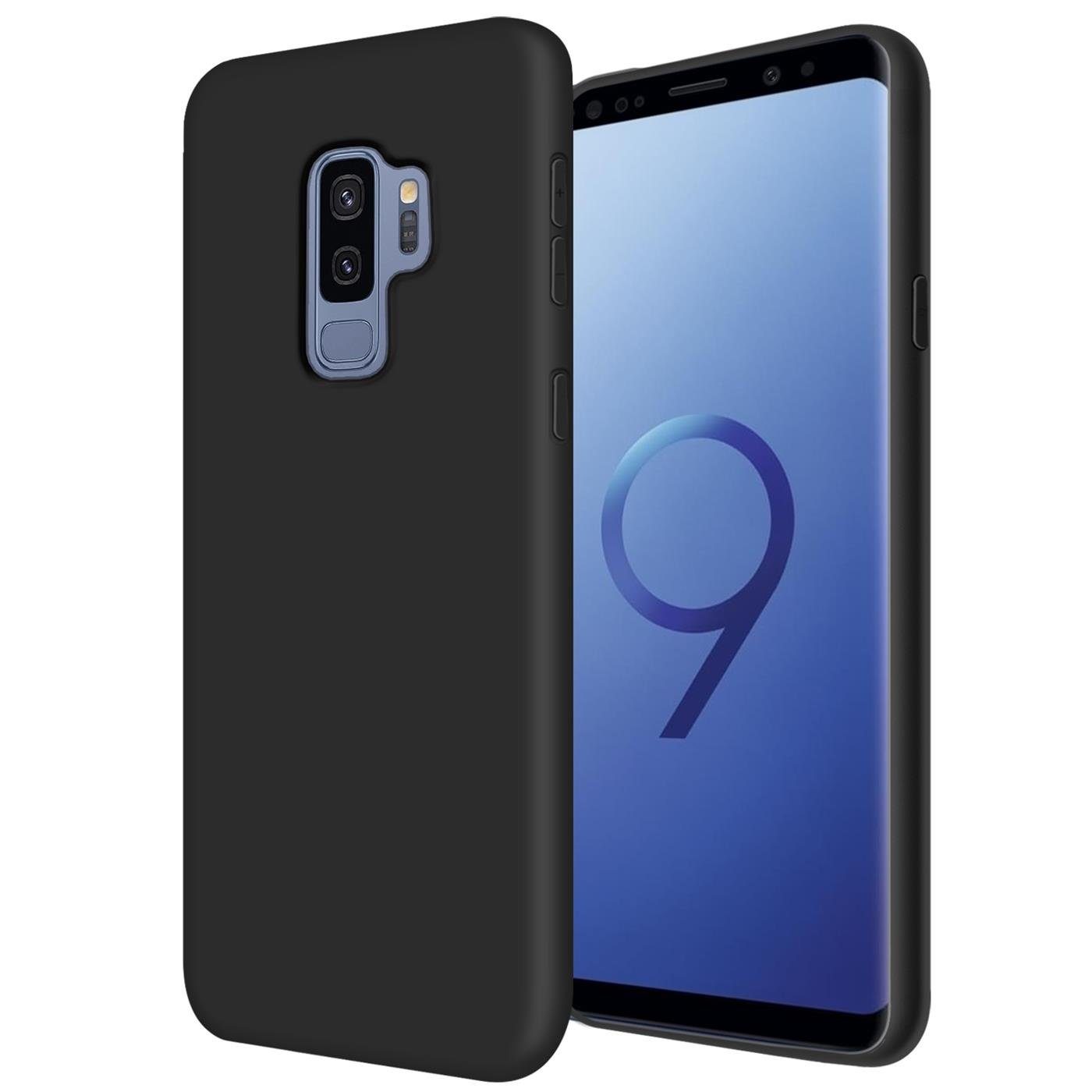 CoolGadget Handyhülle Handy Schutzhülle für Samsung Galaxy S9 Plus matt schwarz 6,2 Zoll, Silikon TPU Hülle Schutz Tasche Cover schlicht Slim Case