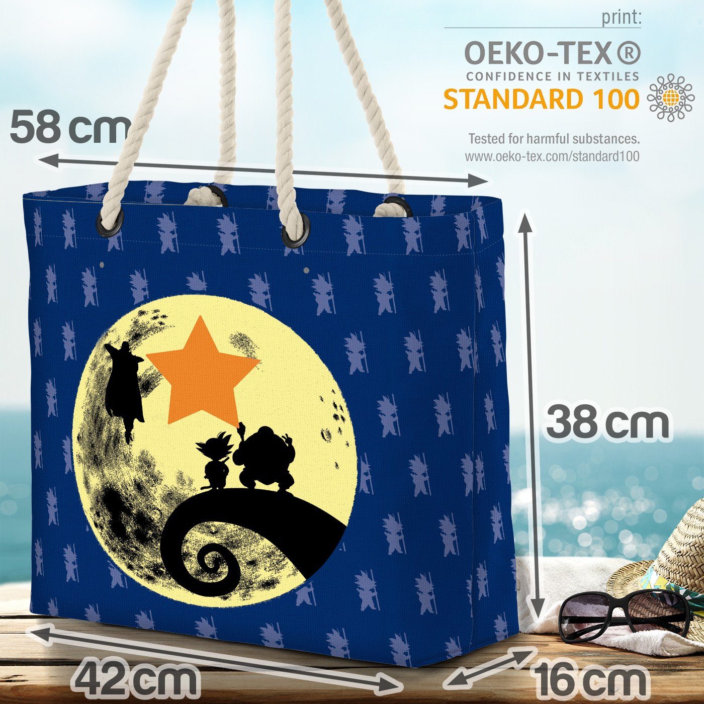 VOID Vegeta Roshi Moon Mond blau Ball Dragon Strandtasche Shopper Roshi Son Goku (1-tlg),