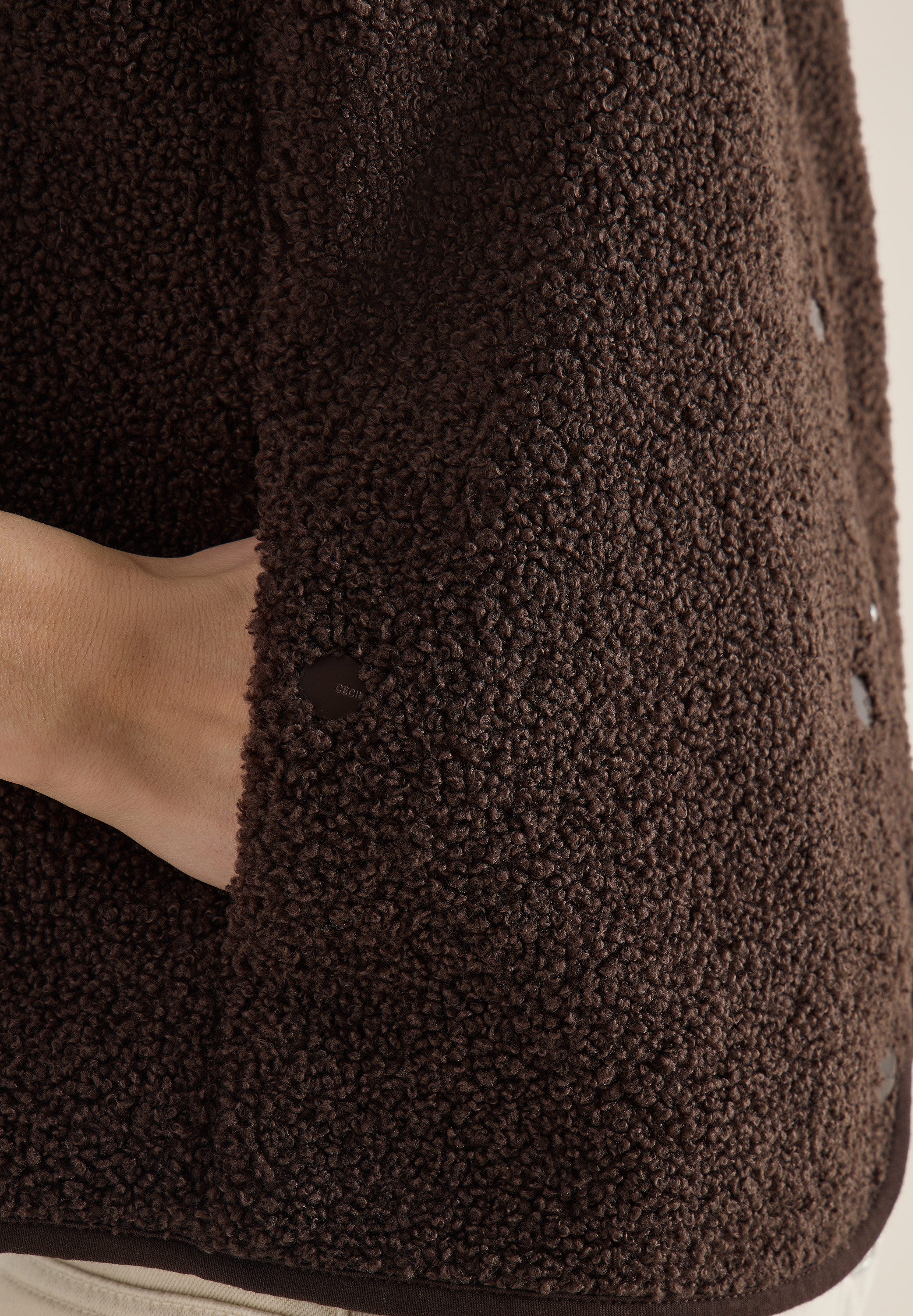 CECIL Fellweste Curly fake Wool in Woll-Optik