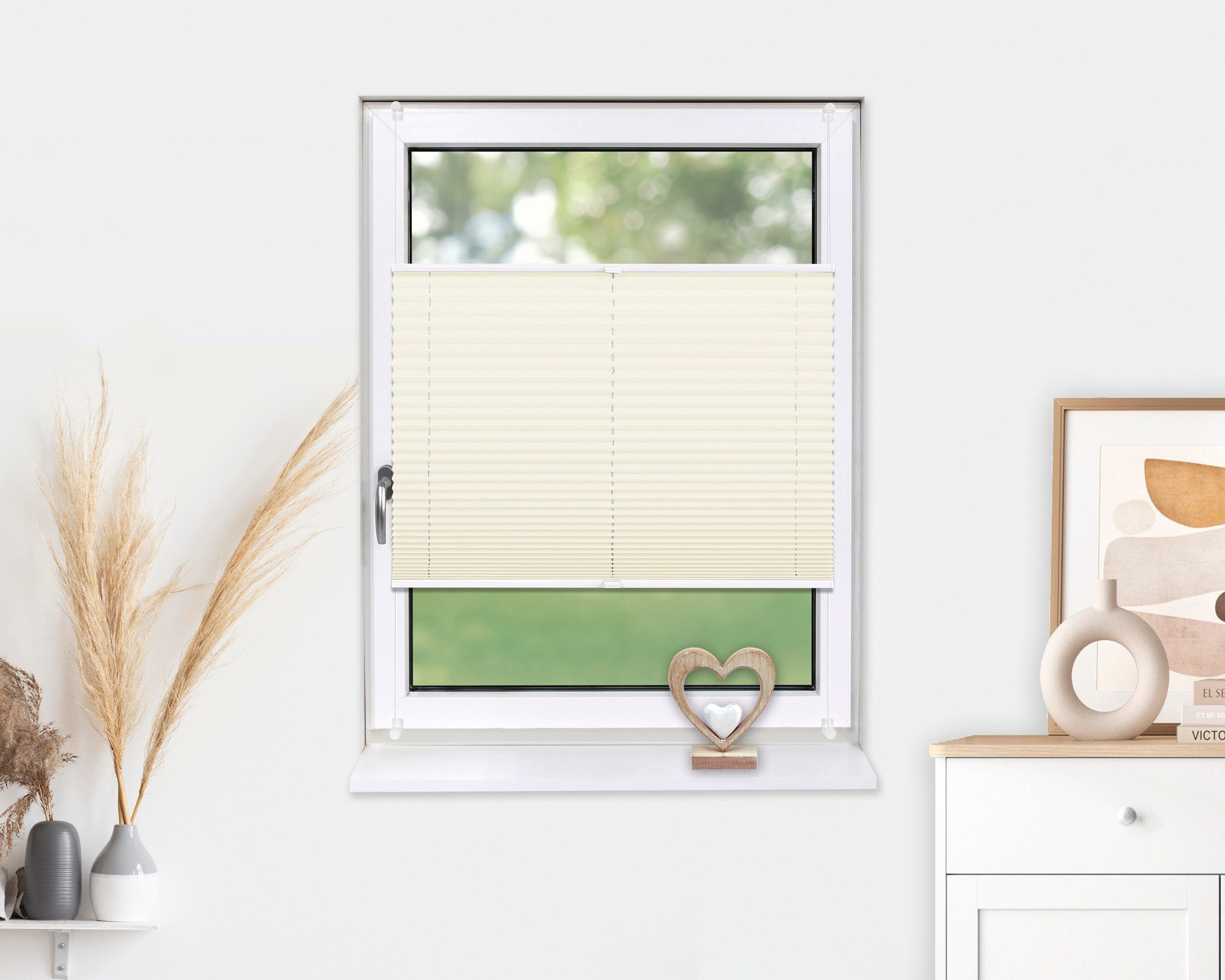 Deco-Raum Plissee Basic, blickdicht, Klemmträger, auf dem Fenster-/Türrahmen, Klemmfix, einfache Montage, in verschiedenen Farben und Größen ohne Bohren