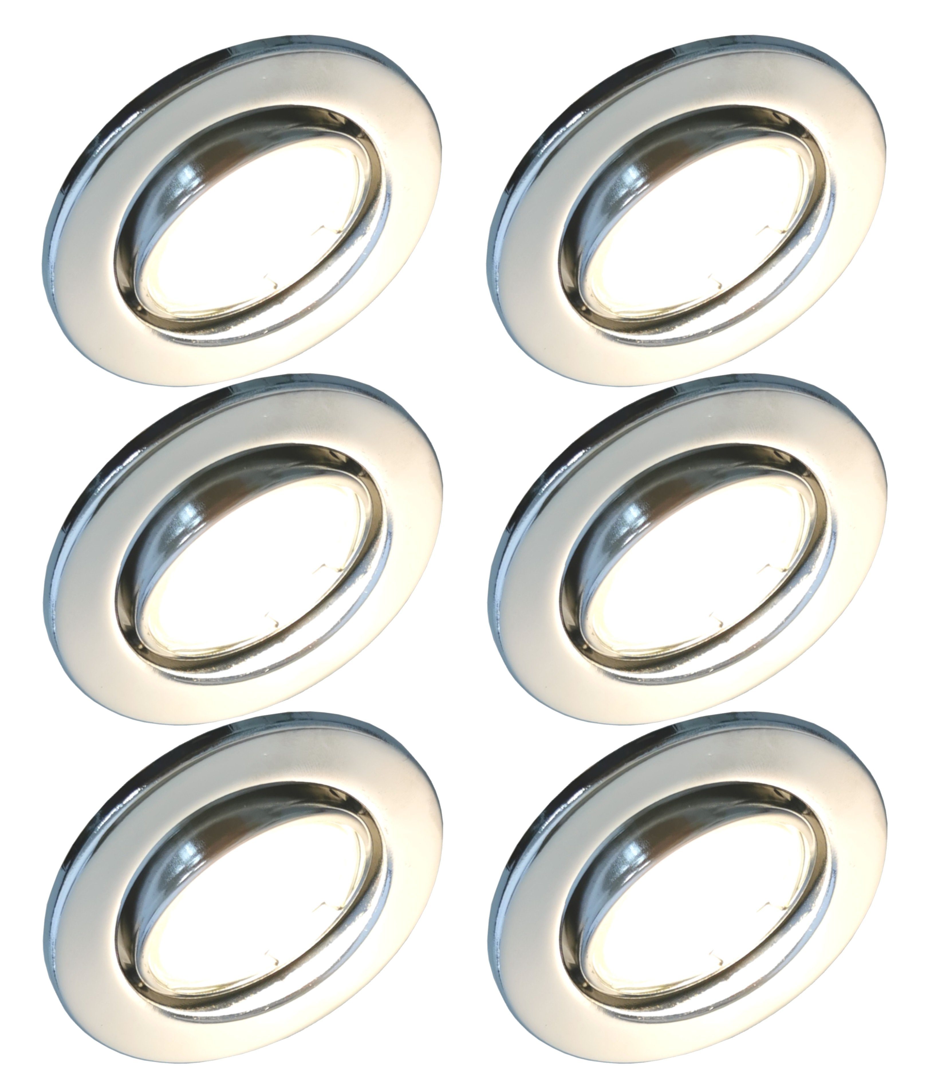 TRANGO LED Einbauleuchte, 3-Stufen dimmbar, 6er Set LED Einbaustrahler 6729-068MO6KSD in Chrom Rund incl. 3-Stufen dimmbar Ultra Flach LED Modul, 6000K Tageslicht (kalt-weiss), Deckenspot, Einbauspot, Deckenleuchte. Reduzierter Preis € 34,99. Unverbindliche Preisempfehlung € 95,94