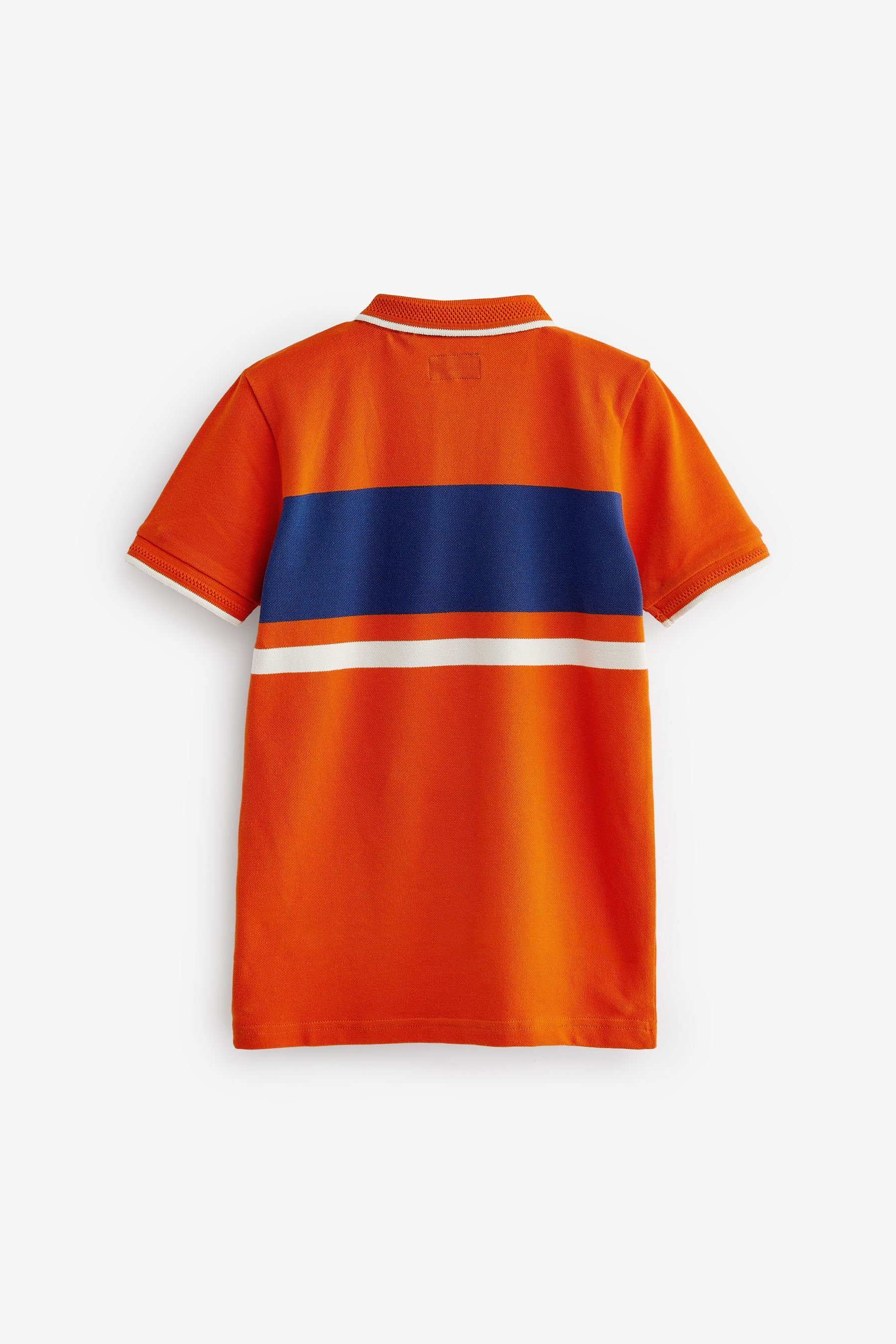 Orange Kurzärmeliges (1-tlg) Poloshirt Next Blockfarben mit Polo-Shirt