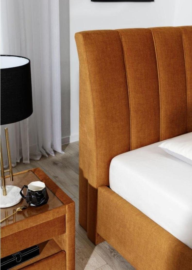 Schlafzimmer Moderner Polster Möbel Textil Orange Bett, JVmoebel Hotel Design Bett