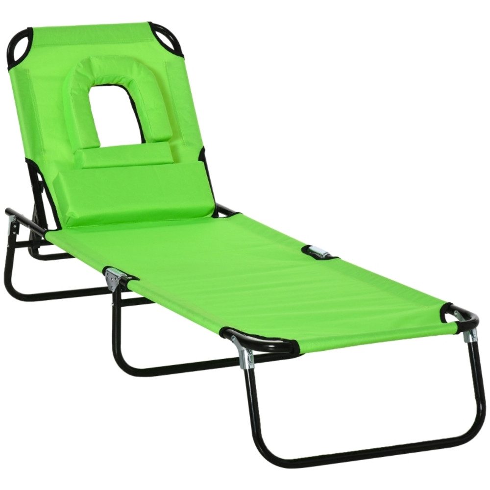 CHICFURN Gartenliege Sonnenliege für Balkon, 1-St., mit Lesefenster, Packung, 1 St., Faltbare Relaxliege aus Oxford-Stoff, wasserabweisend, Grün, 190 x 56 x 28 cm, für Terrasse, Camping und Außenbereich