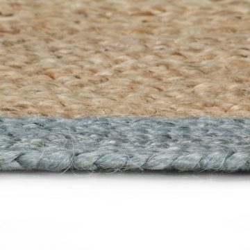 Teppich Handgefertigt Jute mit Olivgrünem Rand 150 cm, furnicato, Runde