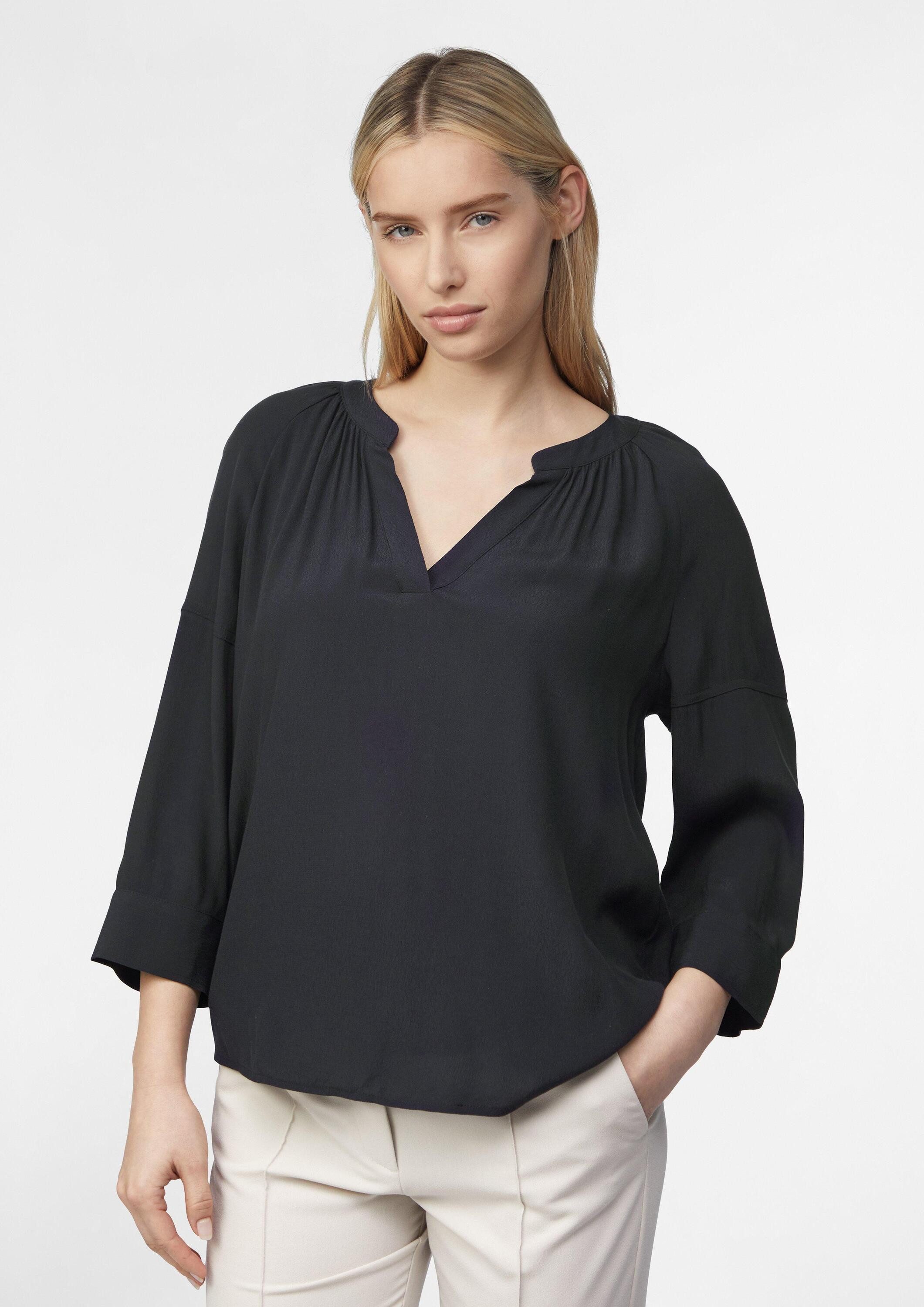 comma Kurzarmbluse Bluse Tunikabluse aus Viskose-Crêpe günstig online kaufen