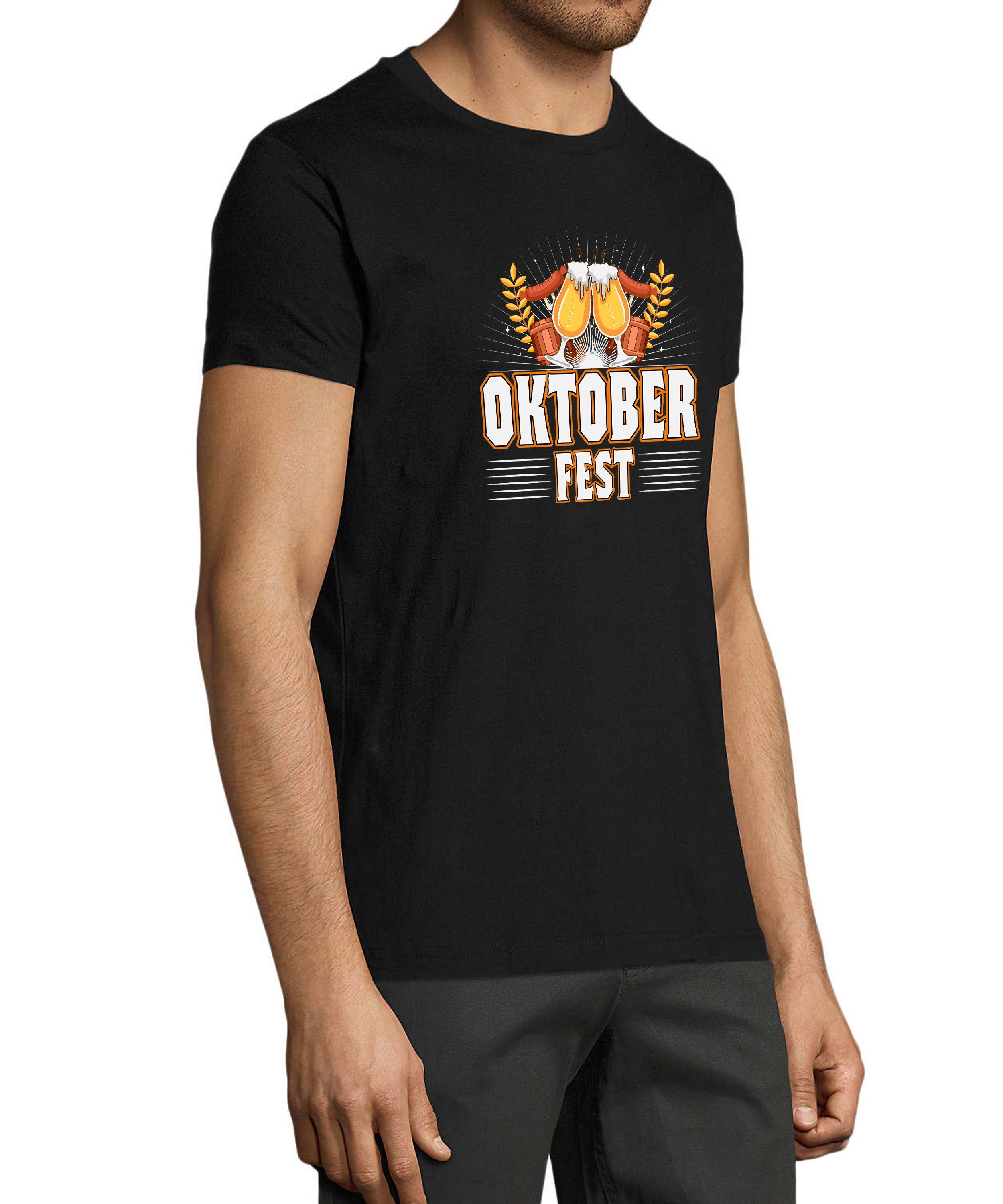 T-Shirt Regular schwarz Party Aufdruck mit Baumwollshirt MyDesign24 i327 Herren - Fit, Oktoberfest Shirt T-Shirt