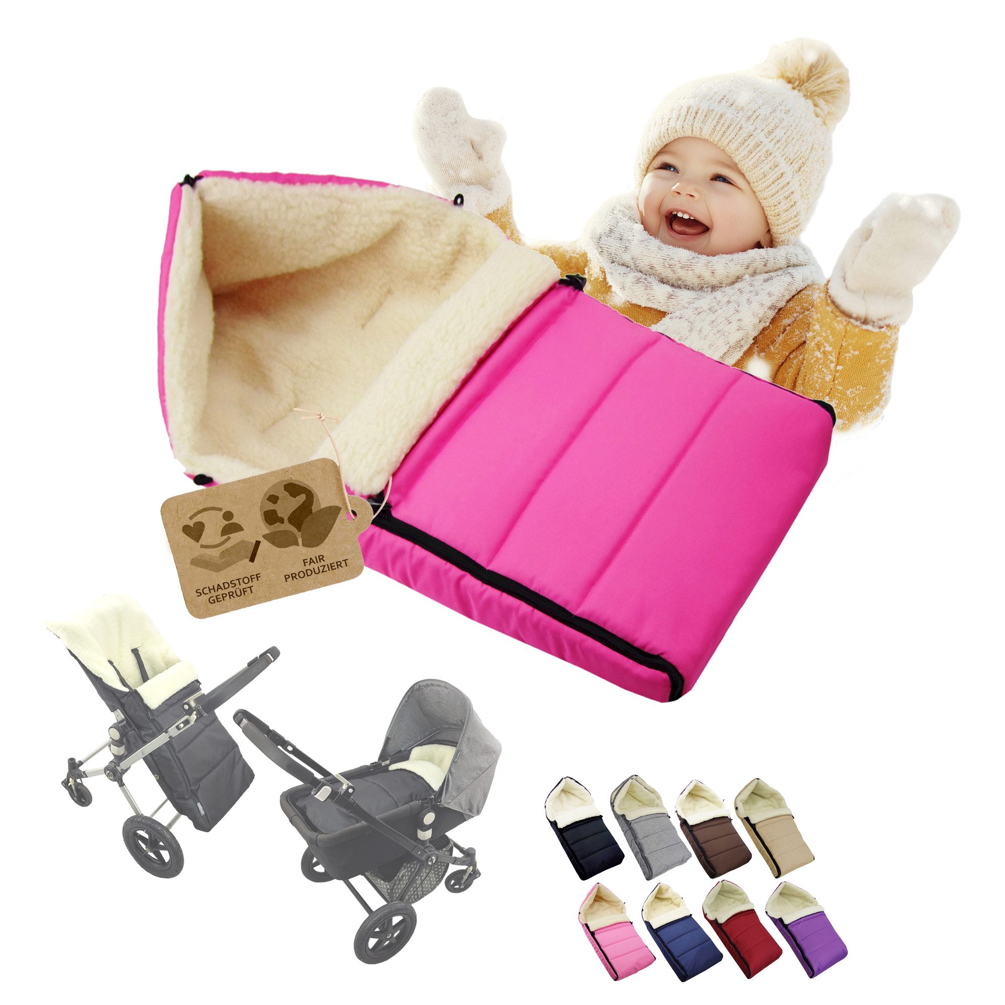 BambiniWelt by Rafael K. Fußsack Winterfußsack Babyfußsack Fußsack Kinderwagen Wolle 90cm LINIERT, universal
