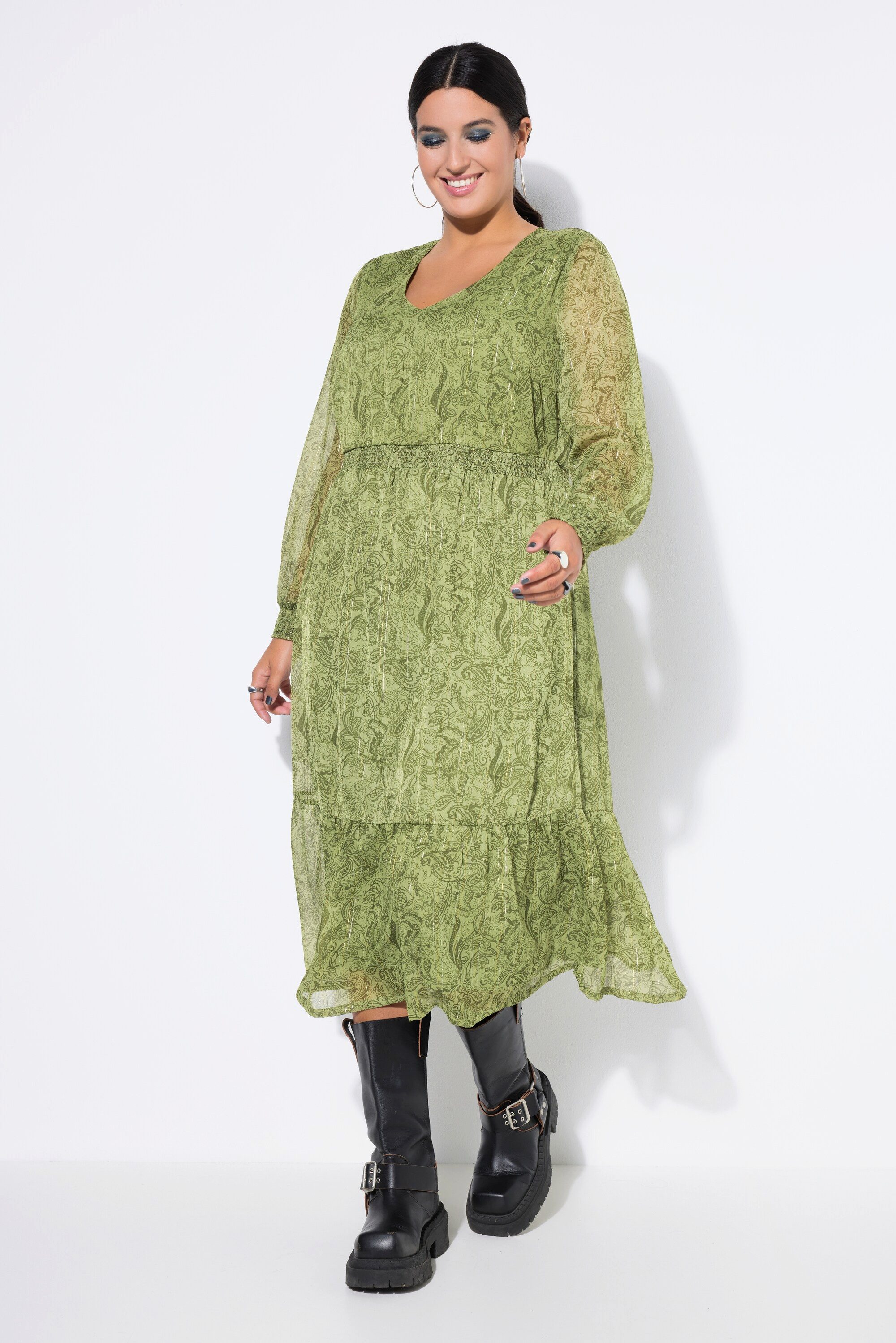 Studio Untold Maxikleid Midikleid A-Line Print Glitzerfäden