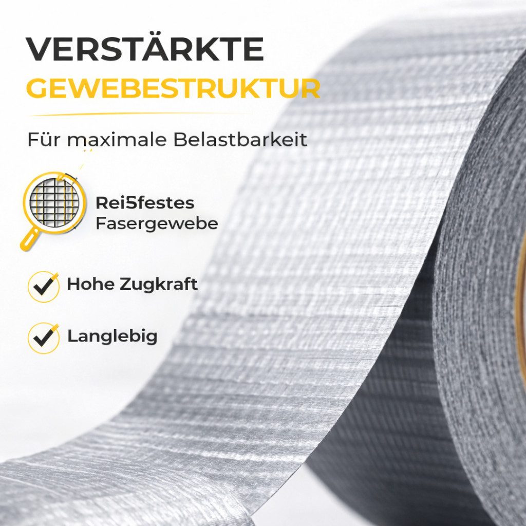 TK Gruppe Klebeband 4x Panzertape Gewebeklebeband Duct Tape silber – Reparaturband (4-St., Set)