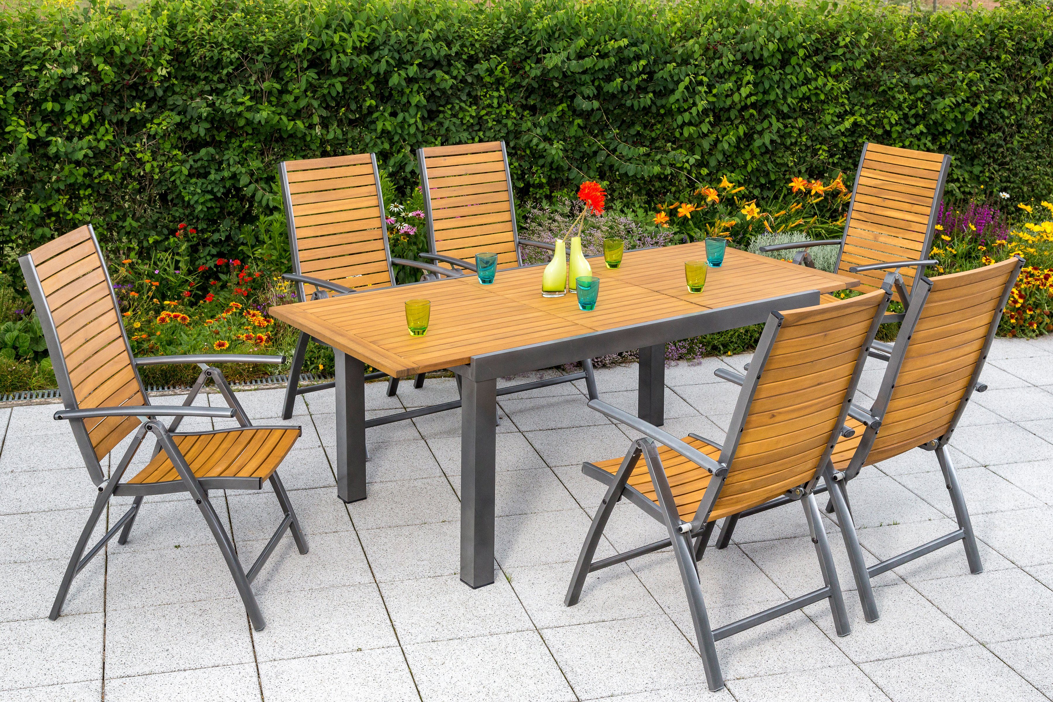 MERXX Gartensessel Santorin (1-St), Akazienholz/Aluminium, klappbar, braun – Bild 2 von 2