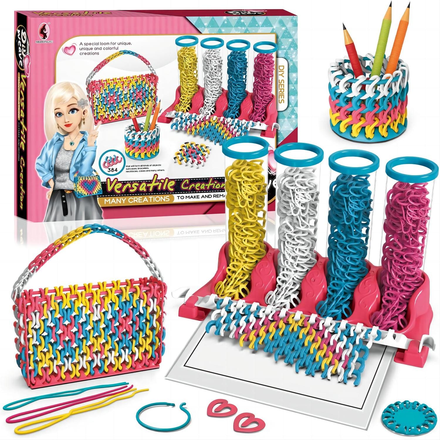 Kreativset Kinder DIY Strickset, Handgemacht für Schmuckkästchen, Armbänder usw.