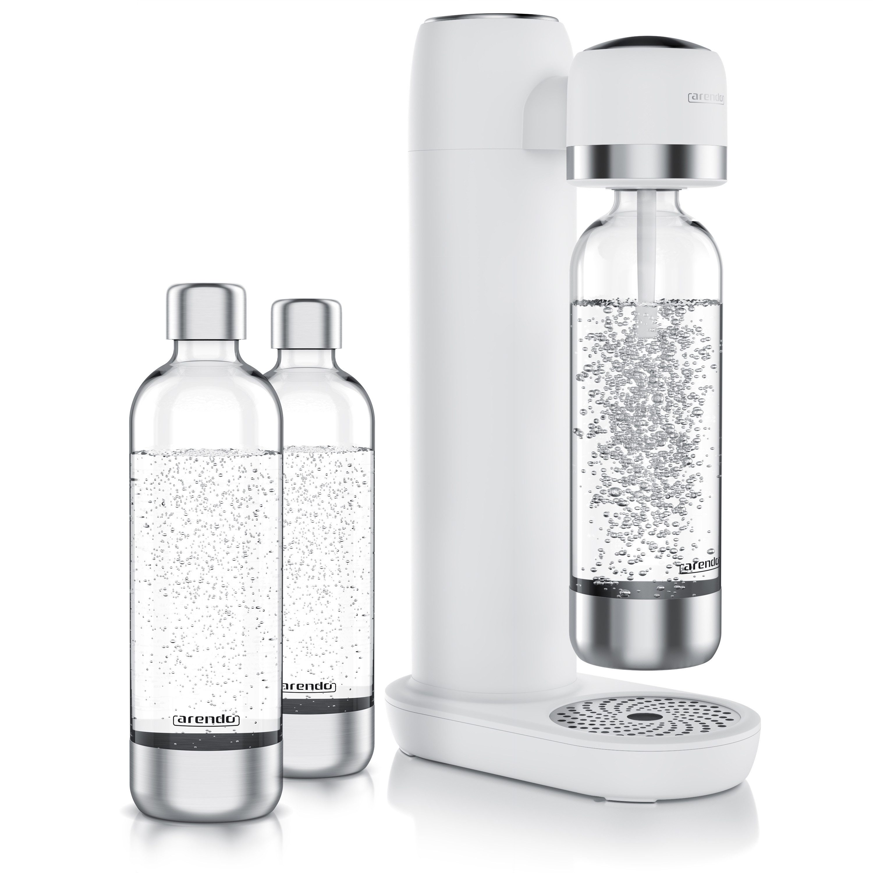 Arendo Wassersprudler Soda Streamer, 3x 1000 ml Flaschen, kompatibel mit 60l CO2 Zylindern, (Set, 4-tlg., Soda Maker, PET-Flasche), Soda Maker + 3 Wasserflaschen, BPA-frei, fein dosierbar, Carbonator