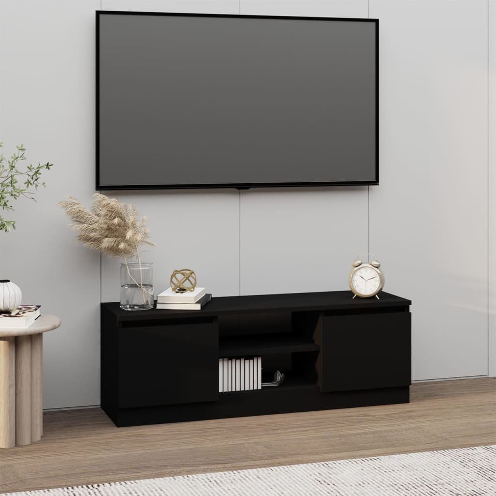 furnicato TV-Schrank mit Tür Schwarz 102x30x36 cm