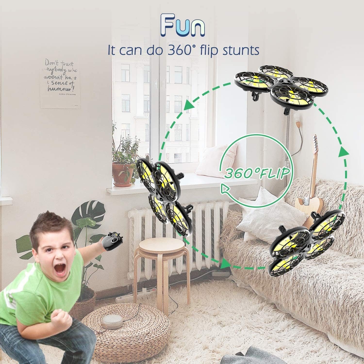 Loolinn Drohne (Kinder Mini Drohne 360° Min. Flips, Flugzeit) RC Quadrocopter, 20 