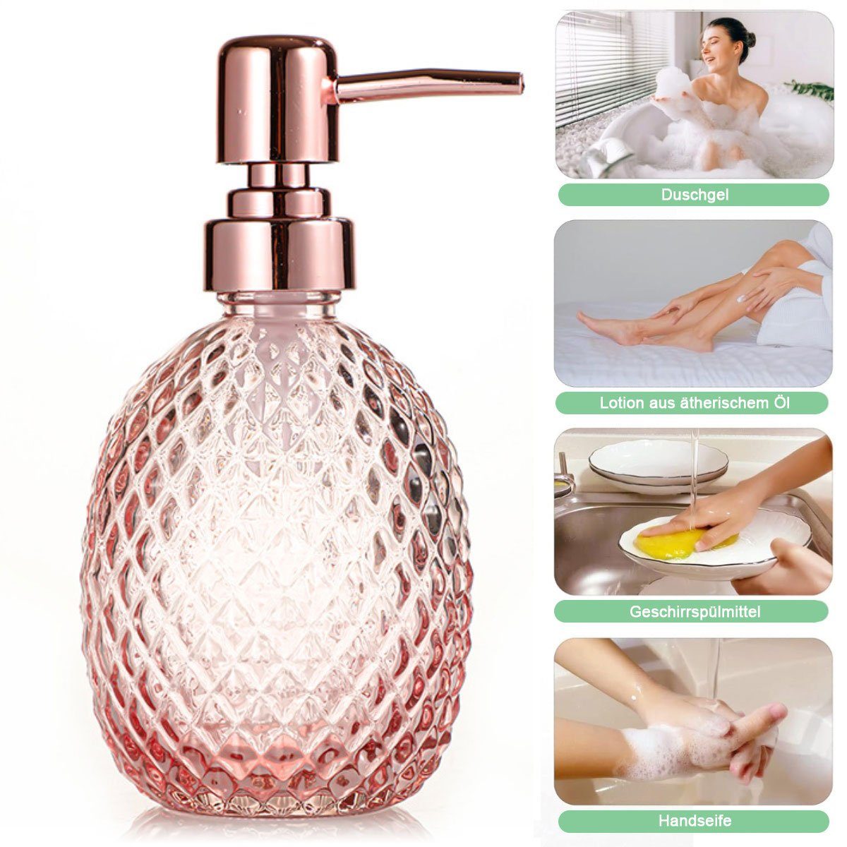 Seifenspender Seifenspender Jormftte Flüssigseifenspender,für Shampoo-Lotion Rosa Nachfüllbarer