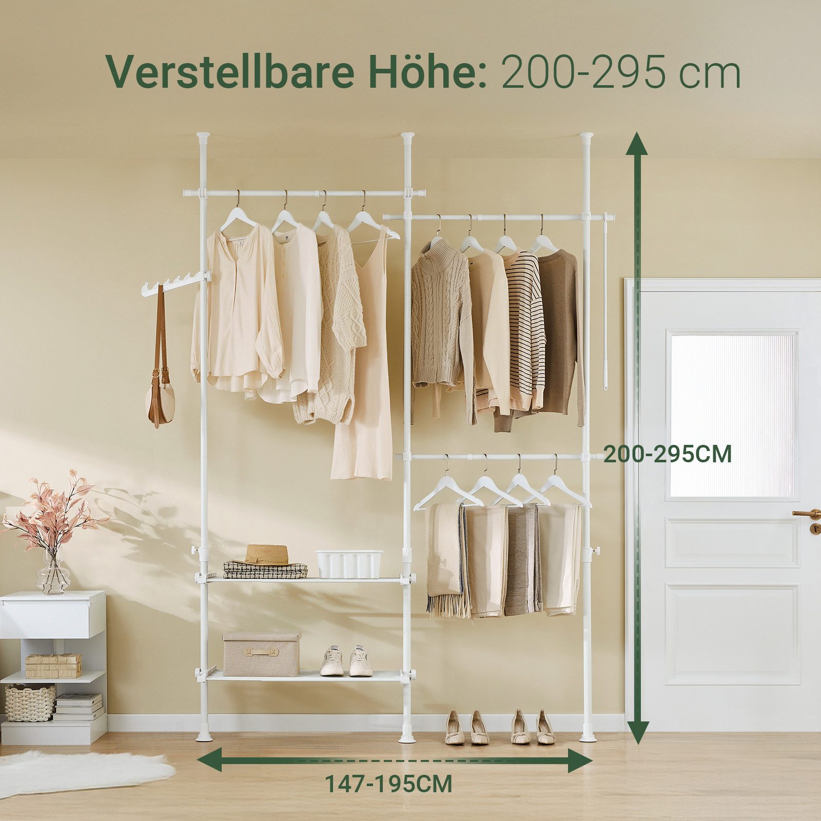 SoBuy Kleiderständer FRG34, Garderobenständer mit 3 Kleiderstangen und 3 Kö günstig online kaufen