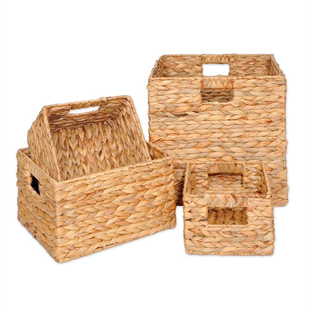 Mucola Allzweckkiste Aufbewahrungsboxen 4er Set Regalkorb Wasserhyazinthe Organizer Box (Premium-Körbe)