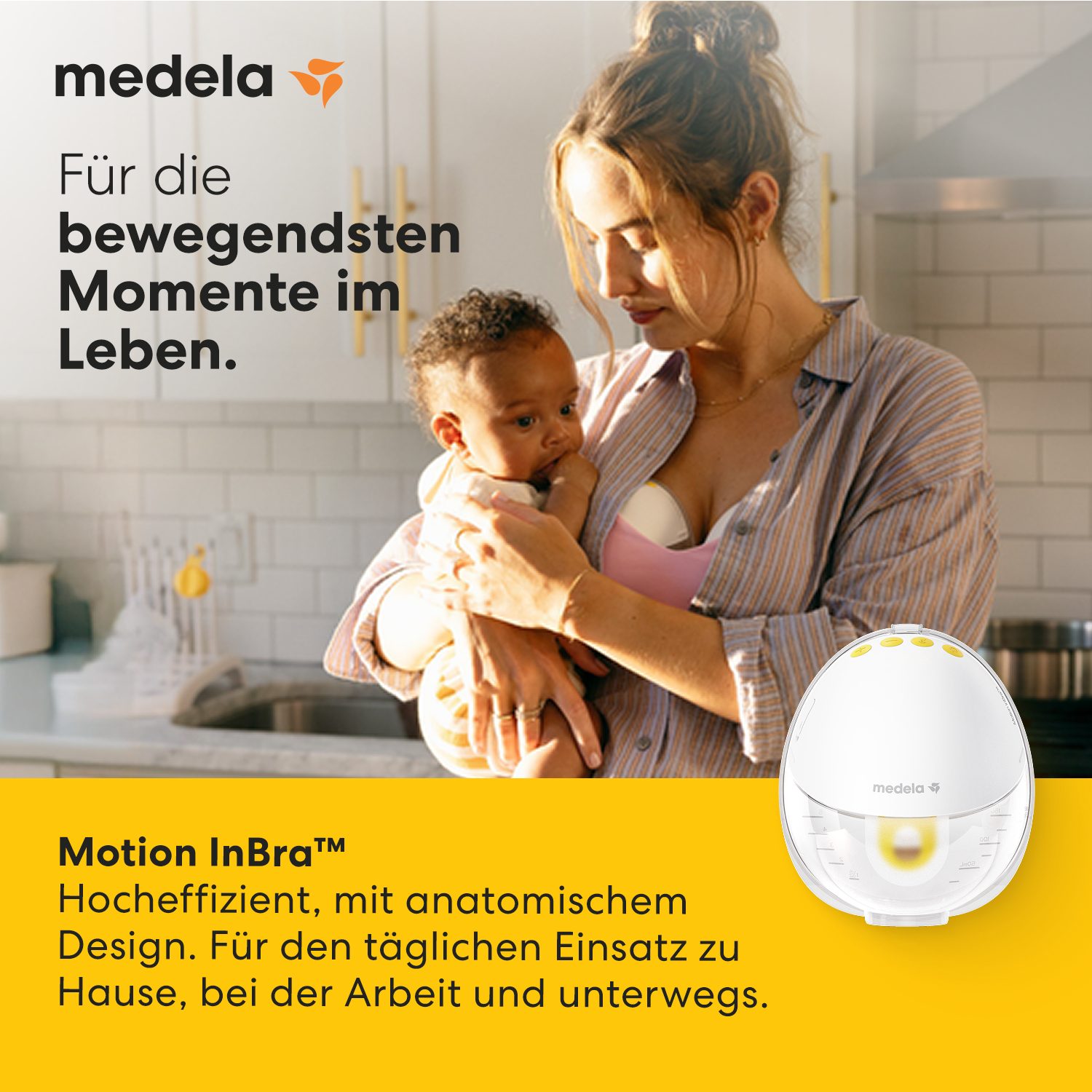 MEDELA Elektrische Doppelmilchpumpe Motion InBra tragbare elektrische Milchpumpe tragbar, hocheffiziente, tragbare Doppelmilchpumpe