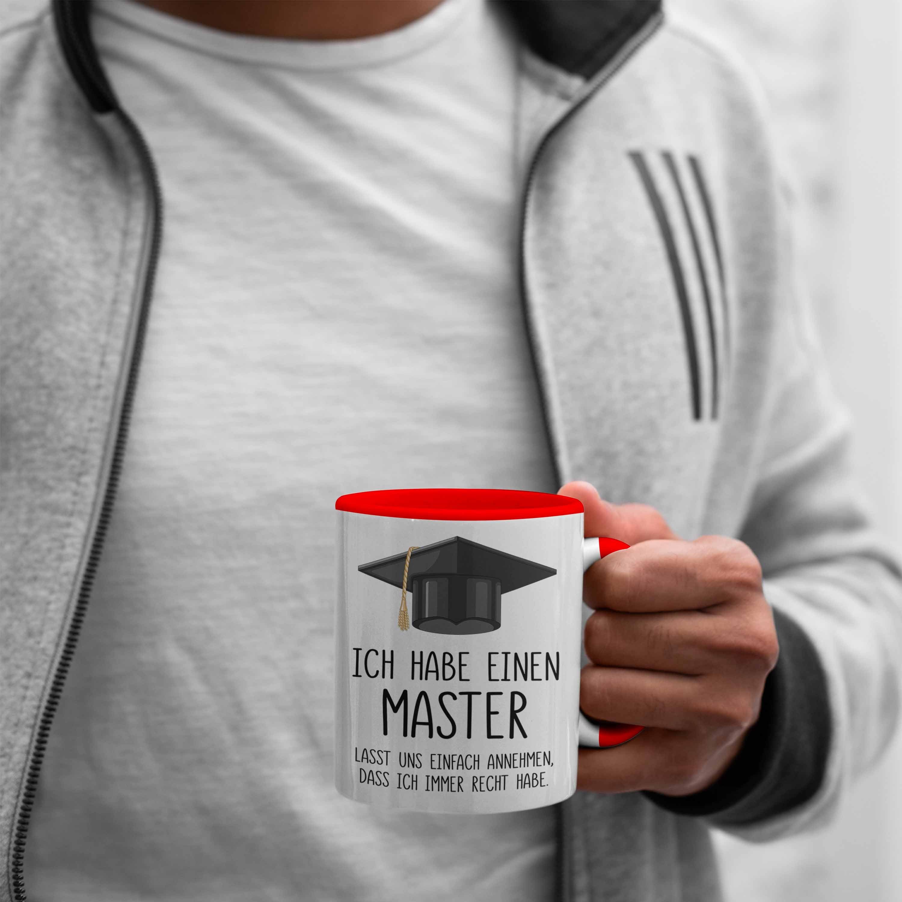 Master Trendation Spruch Trendation Geschenkidee Prüfung Graduation Abschluss Master Tasse Geschenk Bestanden Bestandene - Rot Tasse