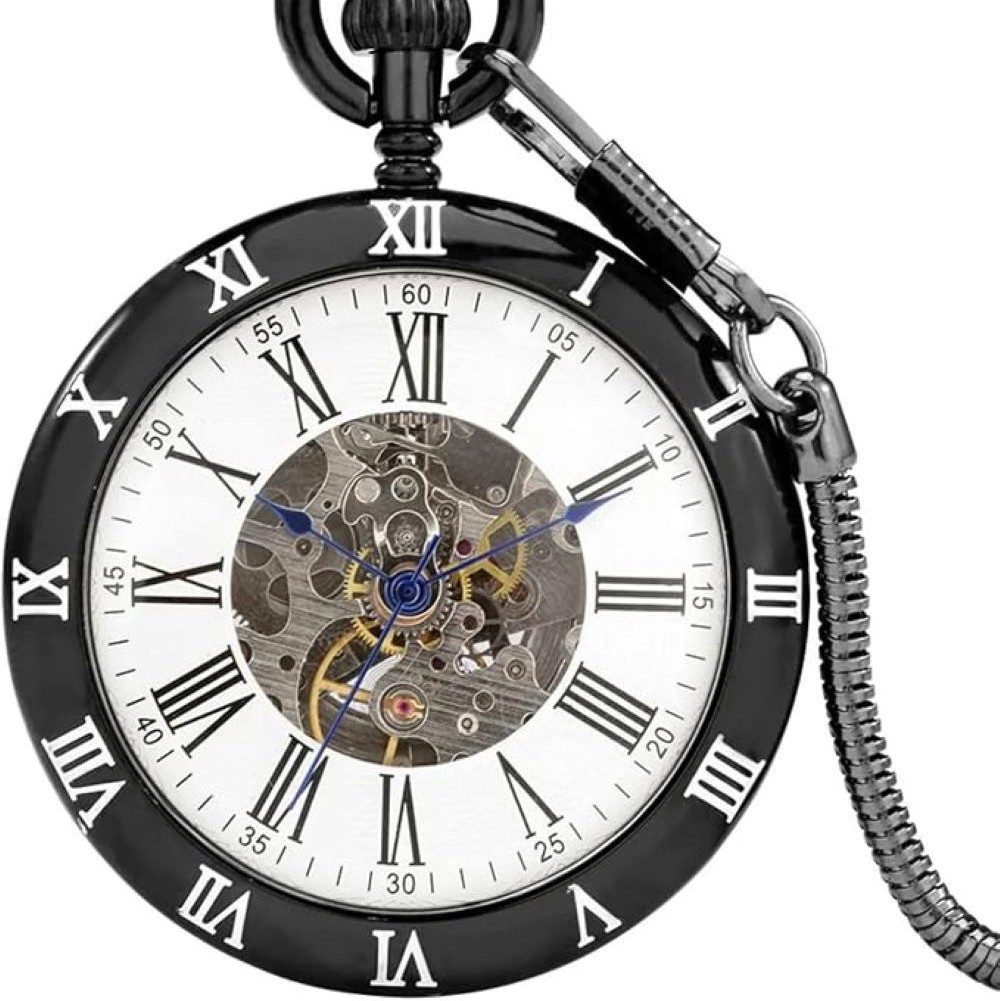 Tidy Taschenuhr Automatik Taschenuhr mit offenem römischen Ziffern, Kette