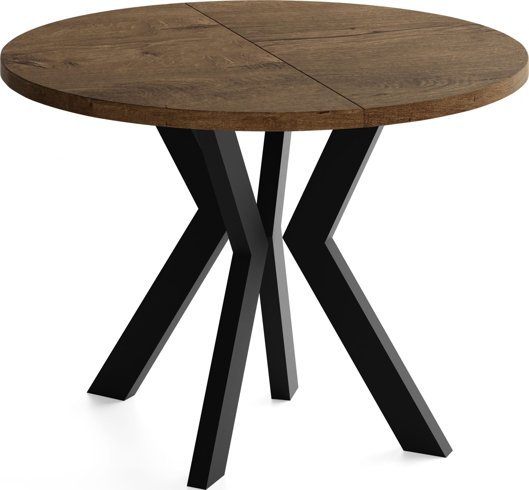 WFL GROUP Esstisch Savio Ausziehbar, Verlängerbar, Rund mit Schwarzen Holzbeinen (MADE IN EU, XXL Groß – 80/90/100 cm ausziehbar auf 130/190/200/300 cm), Platzsparender Tisch für kleine Küche, Esszimmer oder Wohnzimmer