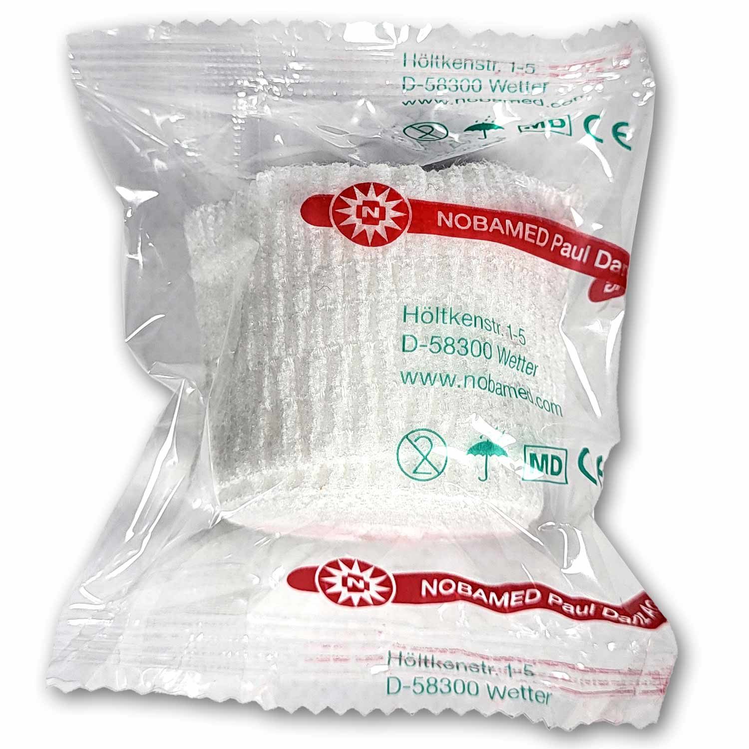 Nobamed Erste-Hilfe-Set Universalbinde in Folie, Mittelzugbinde steril 4 cm x 5 m