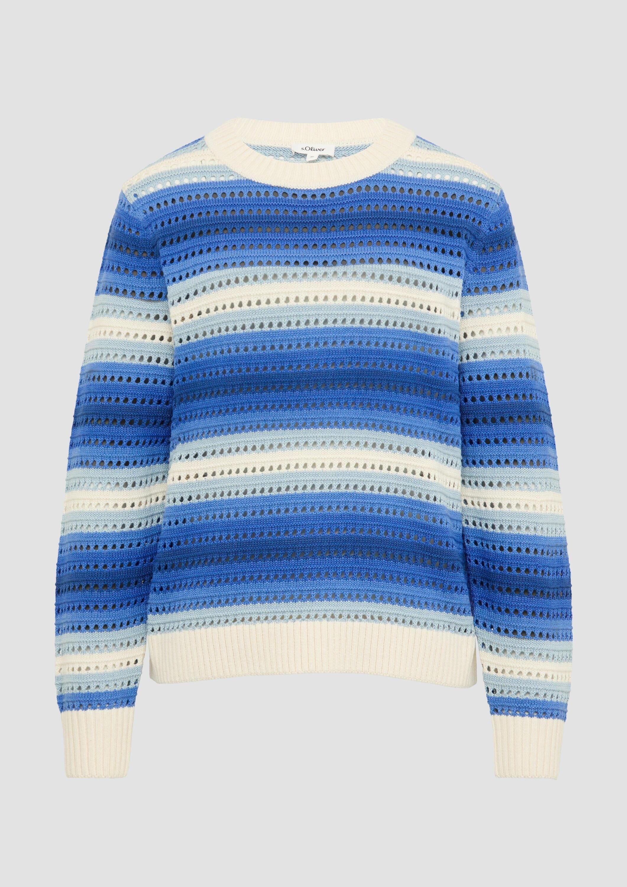 s.Oliver Longpullover Strickpullover Ajour-Pullover aus Baumwollmix