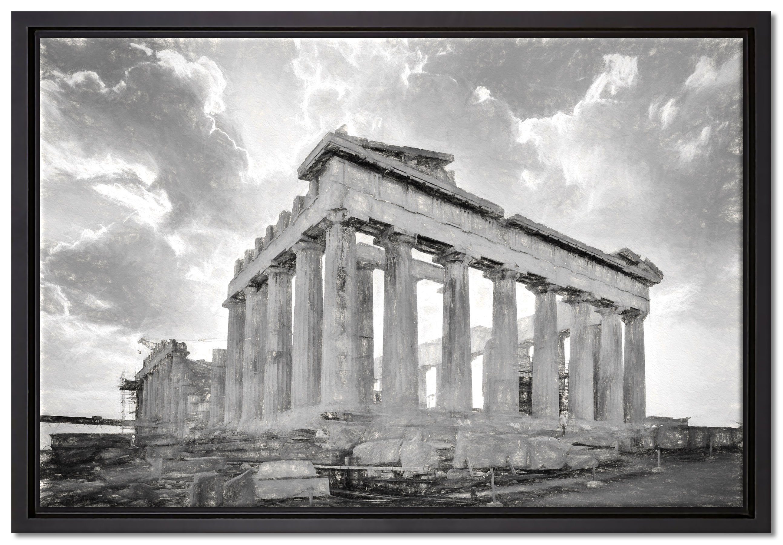 Pixxprint Leinwandbild Akropolis in Athen, Wanddekoration (1 St), Leinwandbild fertig bespannt, in einem Schattenfugen-Bilderrahmen gefasst, inkl. Zackenaufhänger