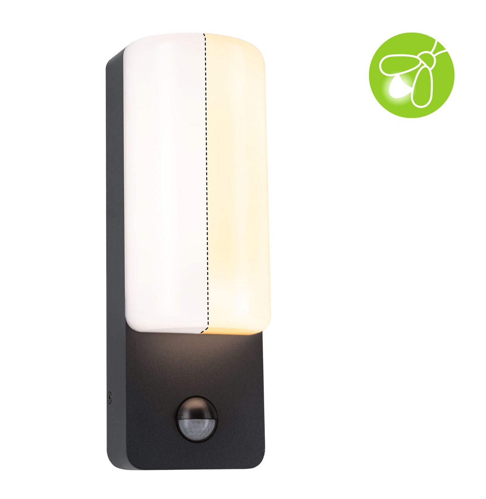 Paulmann LED Außen-Wandleuchte Bonnie IP44 93x77mm 2200 - 3000K 8,5W 560lm 230V Anthrazit Aluminium, LED fest integriert, Warmweiß, Bewegungsmelder insektenfreundlich und seewasserresistent
