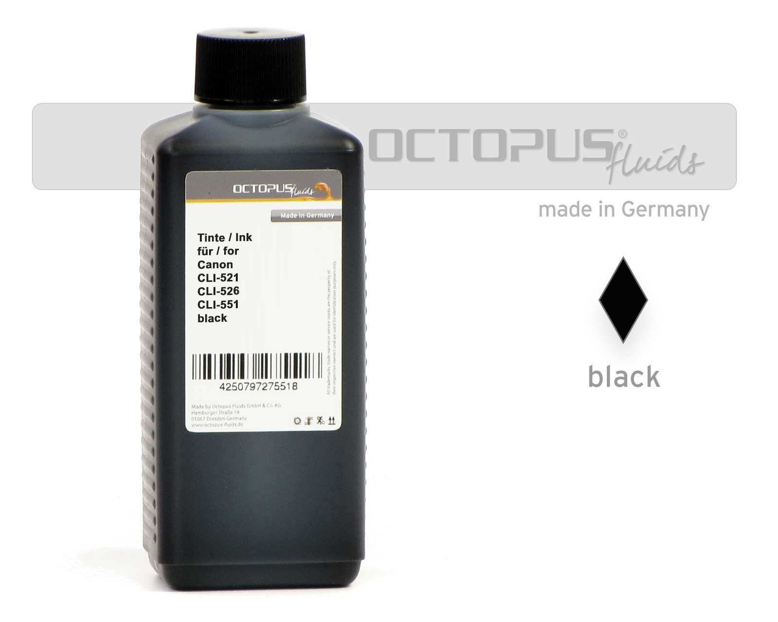 OCTOPUS Fluids Druckertinte Canon CLI-521, CLI-526, CLI-551 schwarz Nachfülltinte (für Canon, 1x 100 ml)