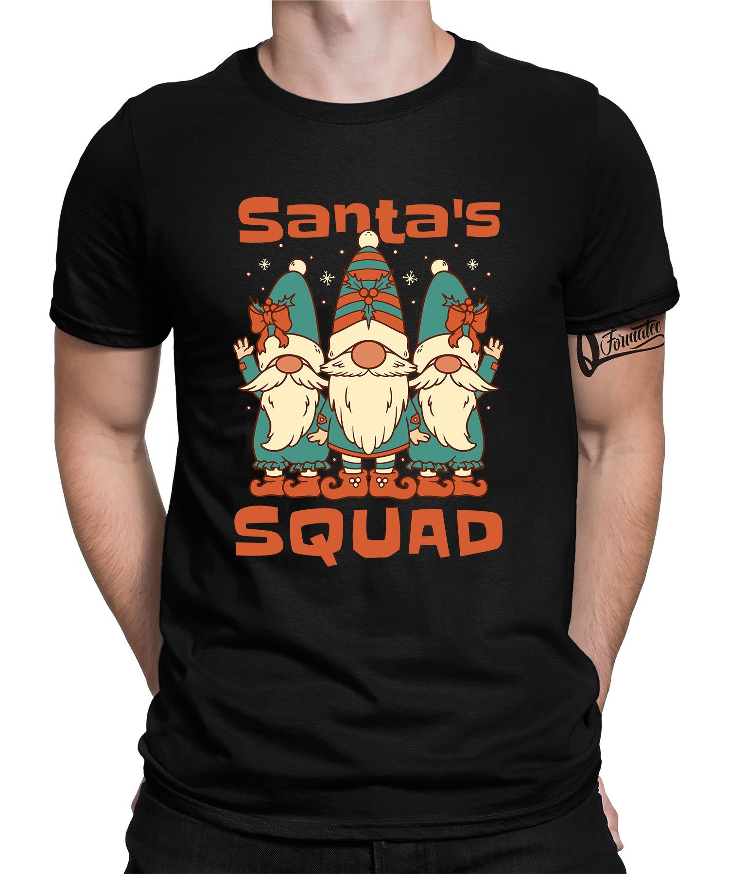 Quattro Formatee Kurzarmshirt Santa's Gnome Squad Herren Zwerge (1-tlg) Weihnachten