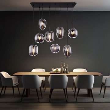 etc-shop LED Pendelleuchte, Leuchtmittel inklusive, Warmweiß, Farbwechsel, Pendel Hänge Leuchte Fernbedienung Glas Decken Lampe schwarz rauch