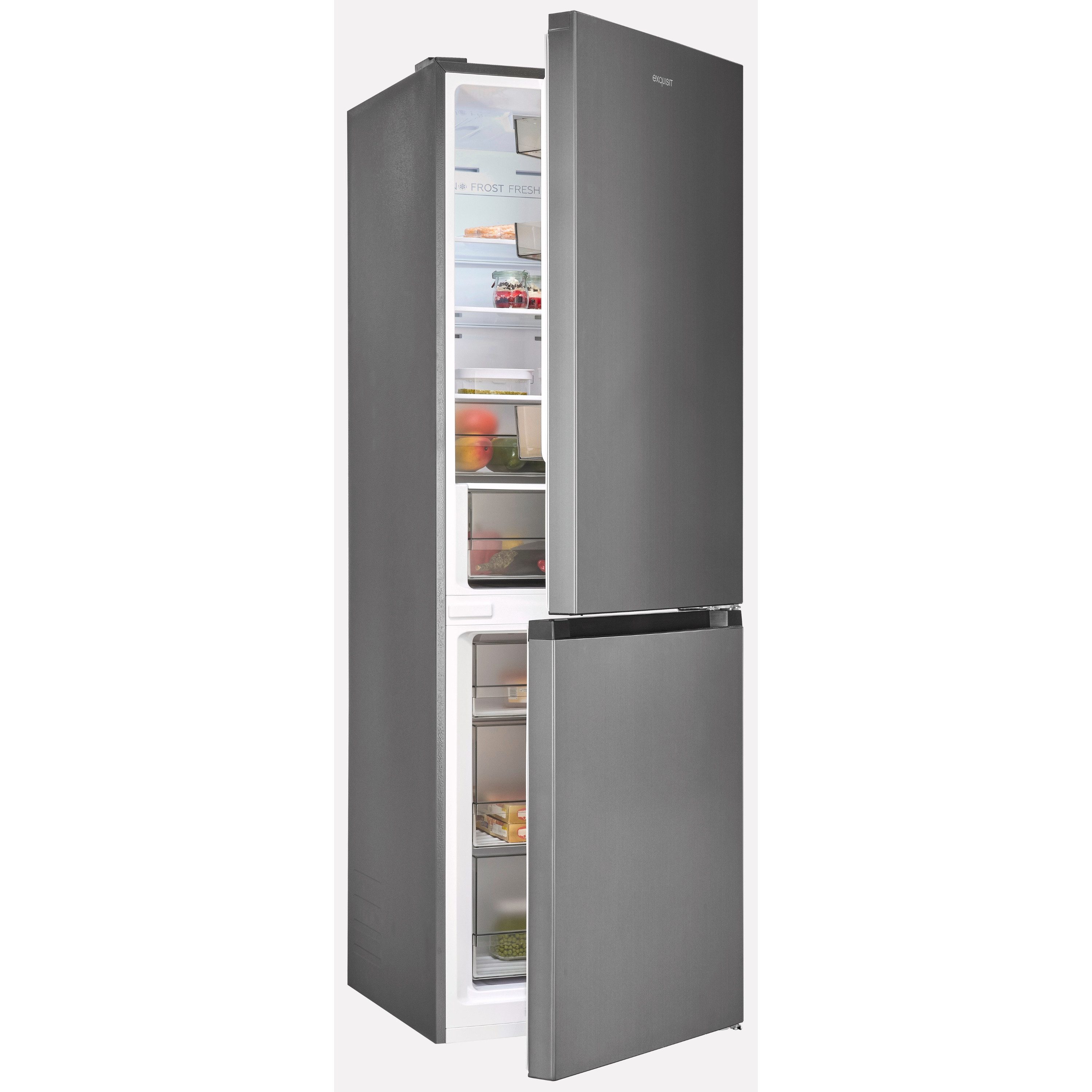 exquisit Kühl-/Gefrierkombination KGC5340-115-NF-040C, 186 cm hoch, 59,5 cm breit, 337 l Nutzinhalt gesamt, 4 Sternefach, Energieklasse C, 39 dB