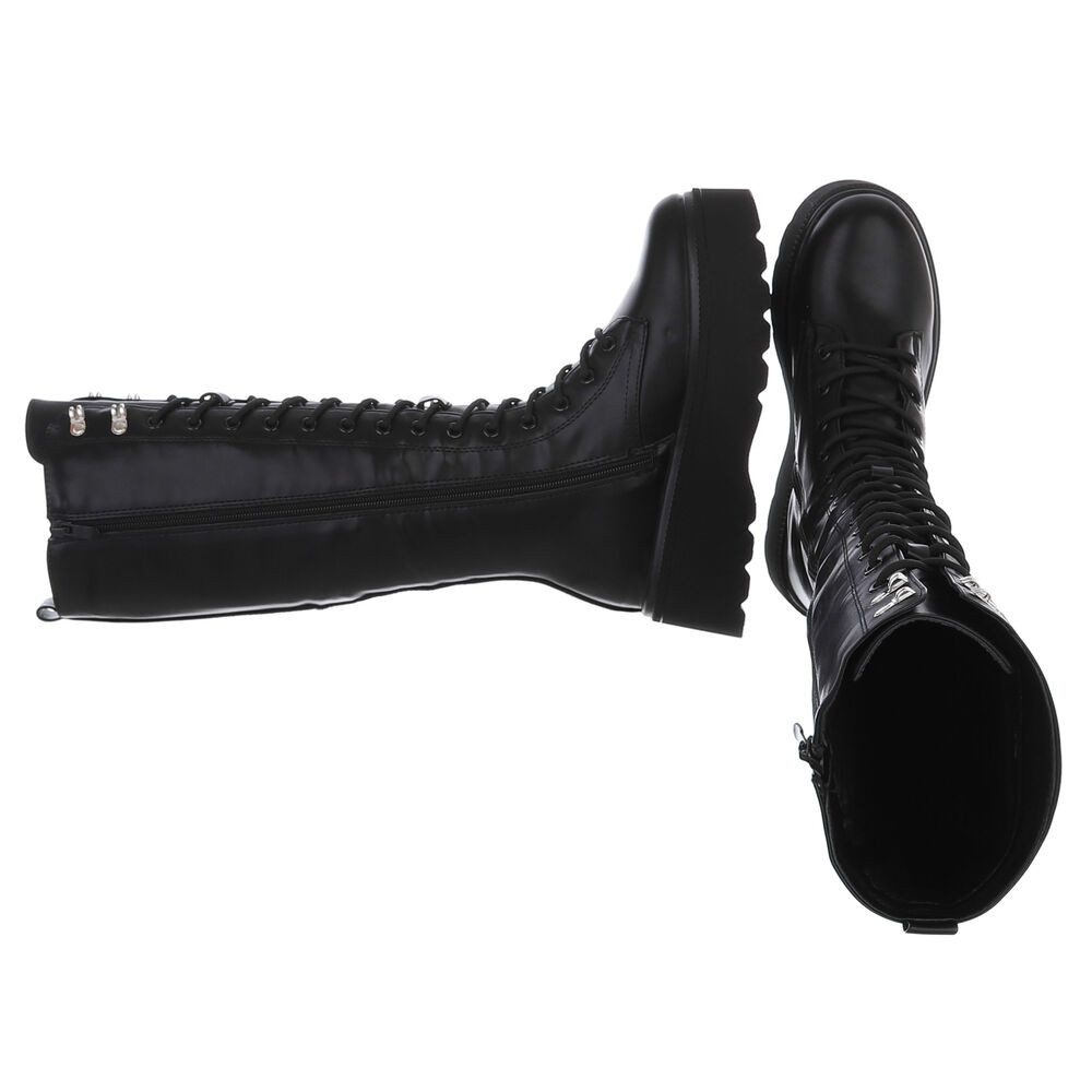 Ital-Design Hoch geschnittene Plateau-Stiefel mit Schnürung für Damen Plate günstig online kaufen