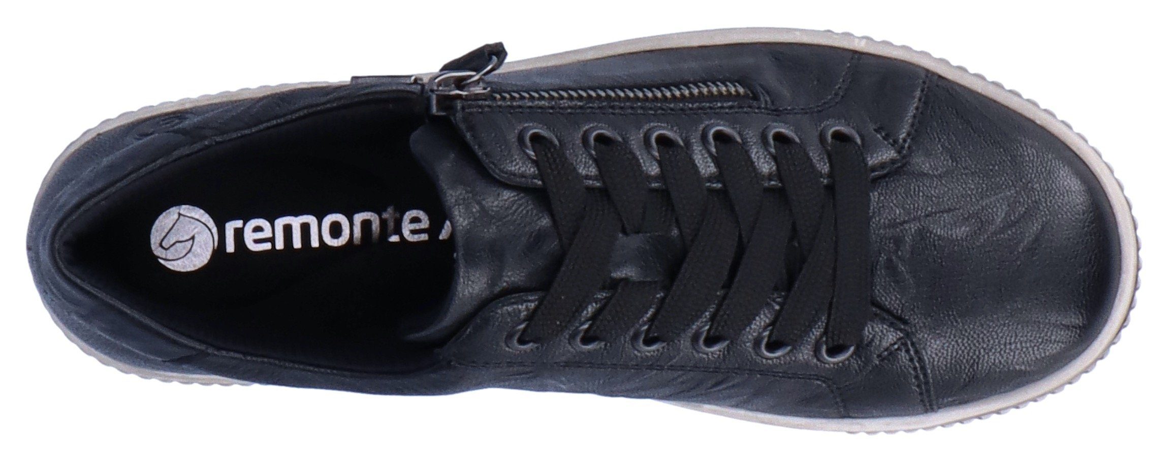 Außenreißverschluss praktischem schwarz Remonte Sneaker mit
