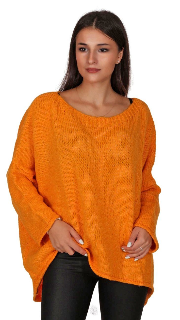 Orange Strickpullover Look Moda asymmetrischer Schnitt im Oversize Charis "Adriana"