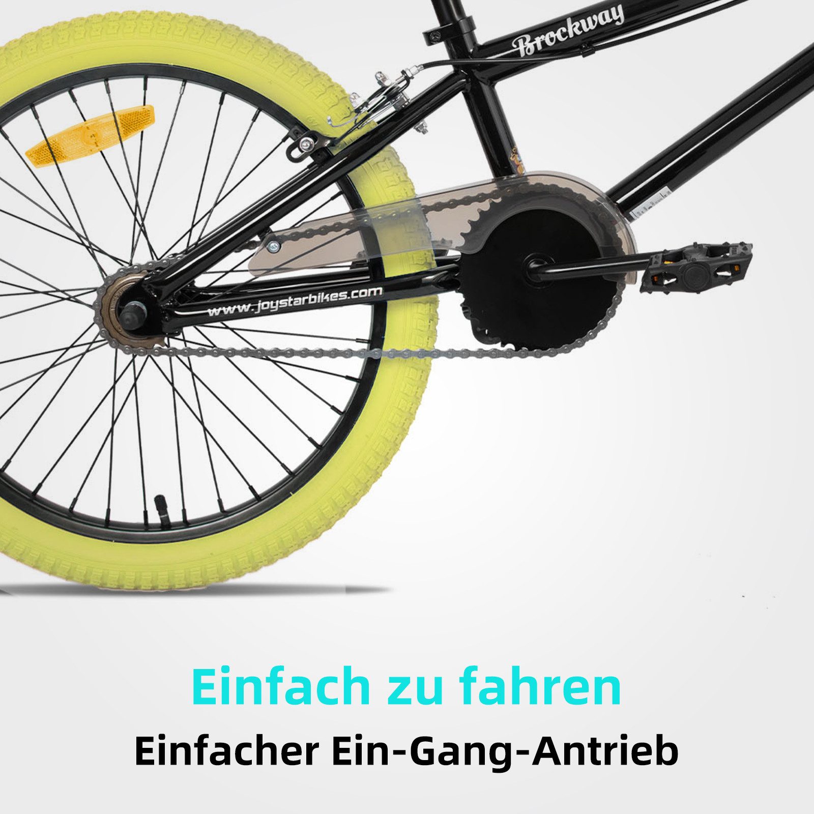 JOYSTAR Kinderfahrrad 20 Zoll BMX Fahrrad für Jungen Mädchen im Alter von 7-12 Jahren, Freestyle, Doppelbremsen, 2 pegs, Kettenschutz, Singlespeed