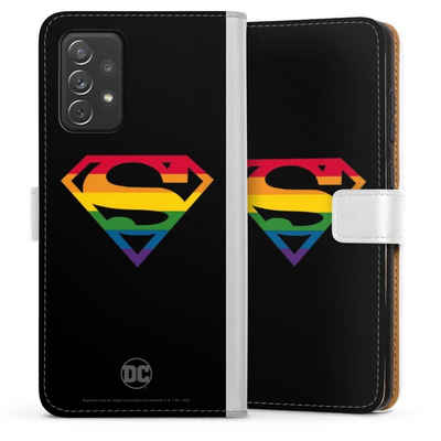 DeinDesign Handyhülle Superman Regenbogen Offizielles Lizenzprodukt, Samsung Galaxy A72 Hülle Handy Flip Case Wallet Cover