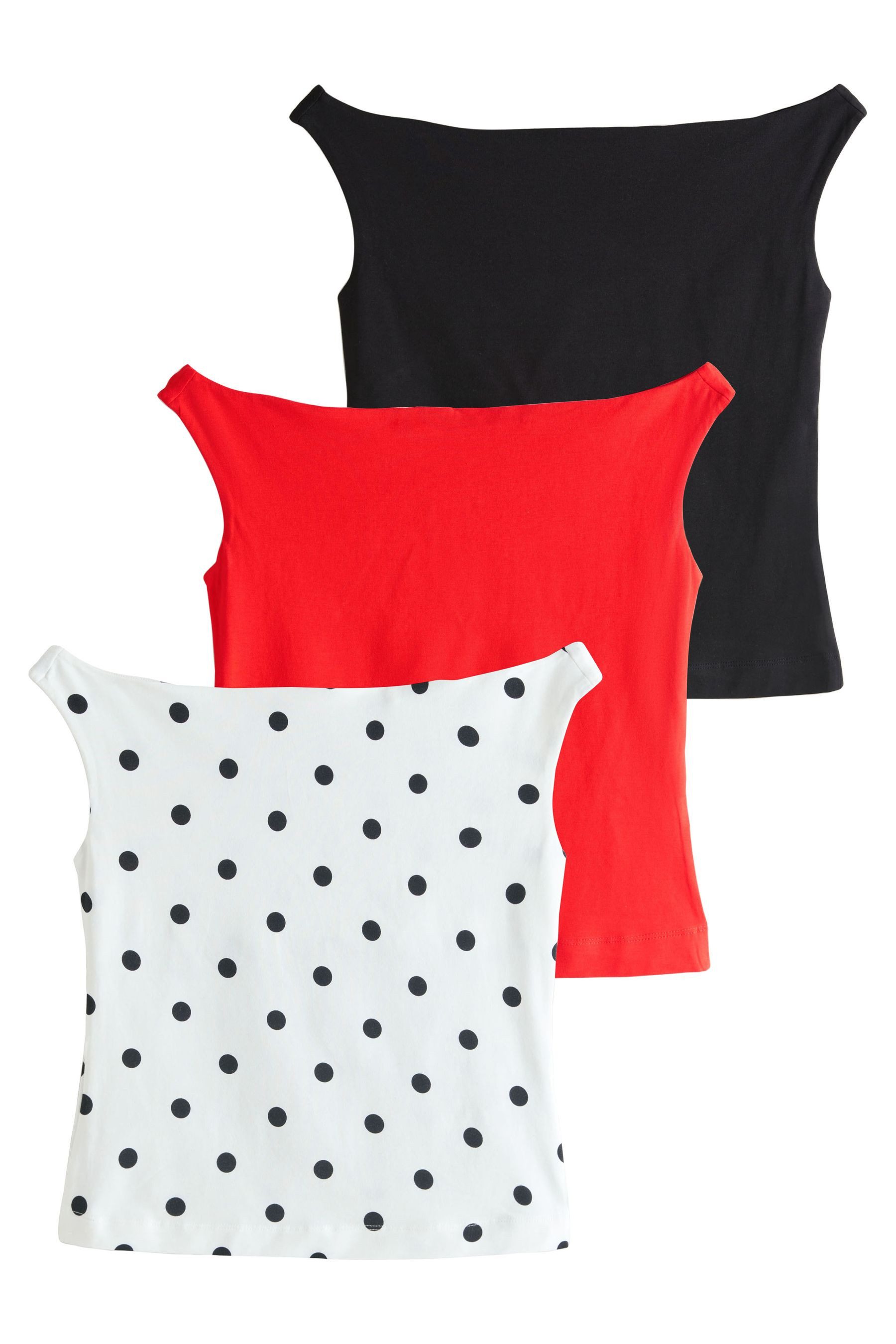 Next Shirttop Trägertops mit offenem Ausschnitt, 3er-Pack (3-tlg)